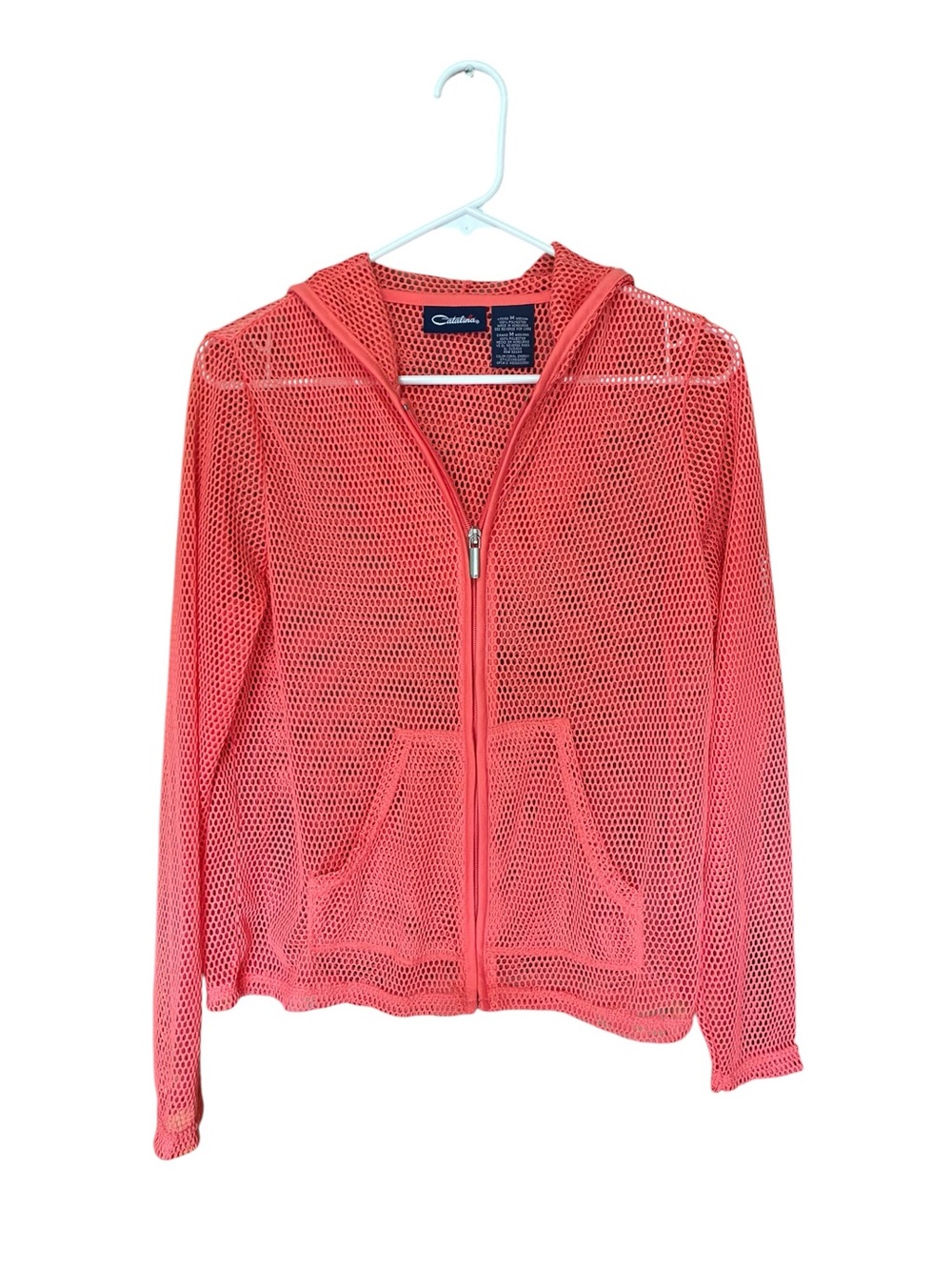 Catalina Coral Open-Knit Zip Hoodie
